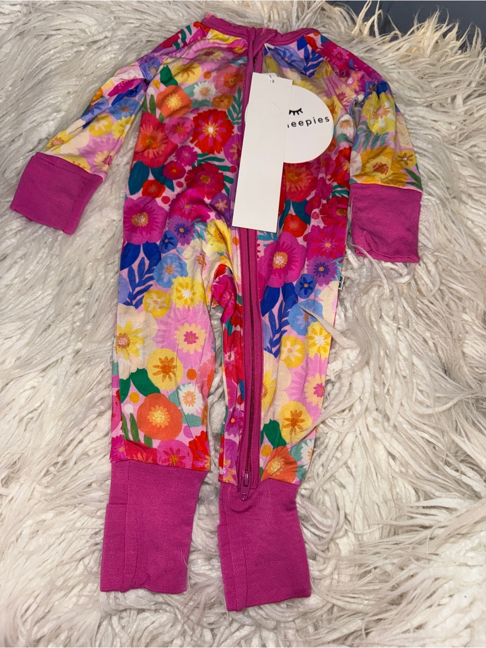 Little Sleepies Bright Pink Floral Footie